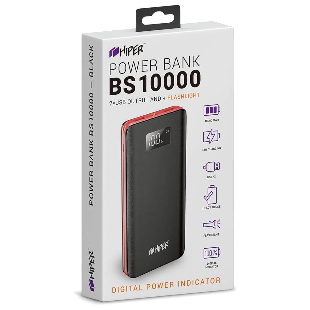 Внешний аккумулятор HIPER BS10000 Li-Pol 10000mAh 2.1A+1A, 2xUSB ...