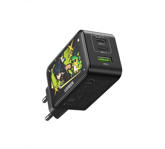 Зарядное устройство UGREEN Nexode версия Genshin Impact USB-A+2 USB-C GaN Tech Fast Charger EU 65W- Black 10335GI