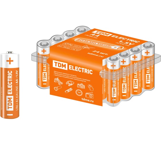 Элемент питания TDM LR6 AA Alkaline 1,5V BOX-24 SQ1702-0035 1