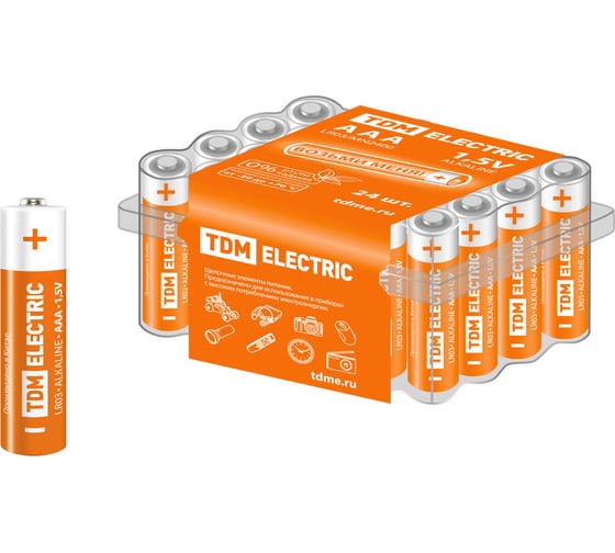Элемент питания TDM LR03 AAA Alkaline 1,5V BOX-24 SQ1702-0033 1