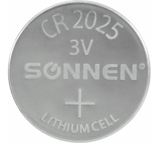 Батарейки литиевые SONNEN Lithium CR2025,"таблетки, дисковые, кнопочные", КОМПЛЕКТ 5 шт, блистер 457140