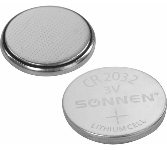 Батарейки литиевые SONNEN Lithium CR2032,"таблетки, дисковые, кнопочные", КОМПЛЕКТ 10 шт, блистер 457143