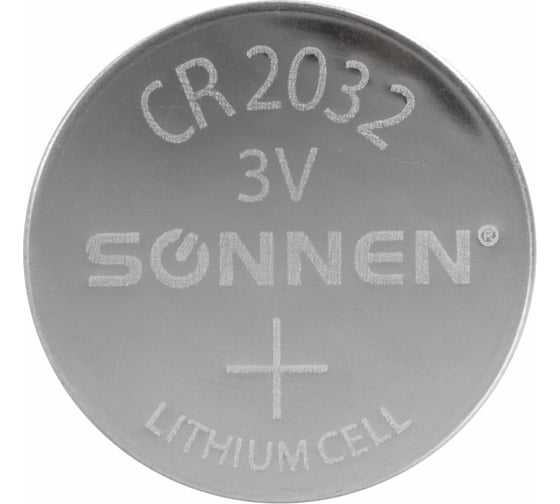 Батарейки литиевые SONNEN Lithium CR2032,"таблетки, дисковые, кнопочные", КОМПЛЕКТ 10 шт, блистер 457143