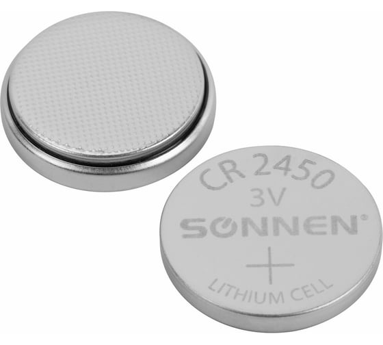 Батарейки литиевые SONNEN Lithium CR2450, "таблетки, дисковые, кнопочные", КОМПЛЕКТ 5 шт, блистер 457144