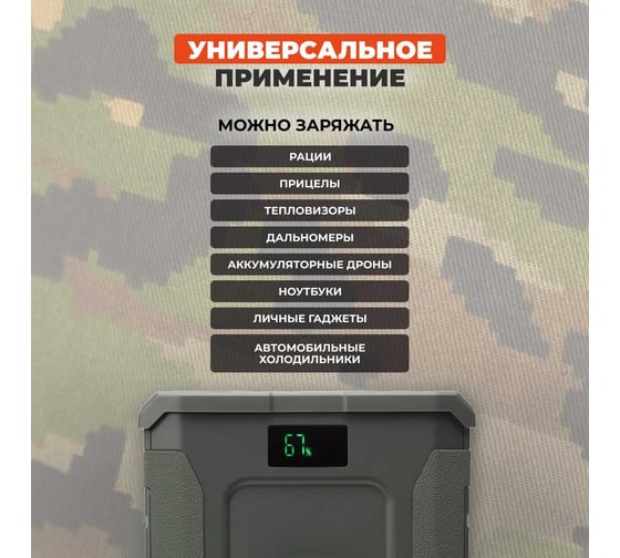 Внешний аккумулятор WATTICO с авторозеткой 12В походный Warrior Pro 60000mah, фонарь, защита от брызг, lifepo4 warrior_pro