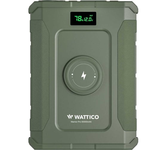 Внешний аккумулятор WATTICO с авторозеткой 12В походный Warrior Pro 60000mah, фонарь, защита от брызг, lifepo4 warrior_pro
