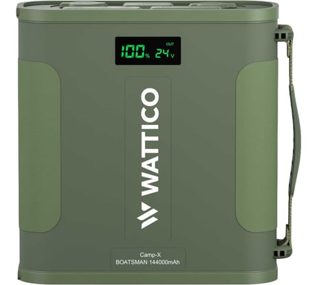 Внешний аккумулятор WATTICO с авторозеткой 12В и 24В походный для туризма 144000mah, фонарь, защита от брызг, lifepo4 BOATSMAN