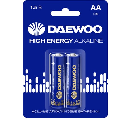 Батарейка Алкалиновый элемент питания DAEWOO AA/LR6 1.5В High Energy Alkaline BL-2 (уп.2шт) 5030299