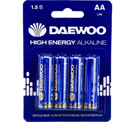 Батарейка Алкалиновый элемент питания DAEWOO AA/LR6 1.5В High Energy Alkaline BL-4 (уп.4шт) 5030329