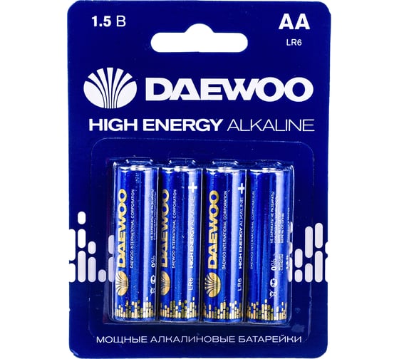 Батарейка Алкалиновый элемент питания DAEWOO AA/LR6 1.5В High Energy Alkaline BL-4 (уп.4шт) 5030329 1