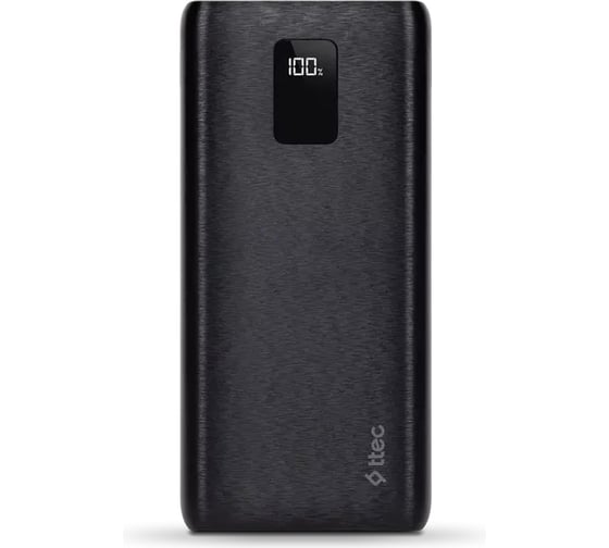 Внешний аккумулятор TTEC PowerSlim Trio LCD 10.000mAh PD 22,5W Powerbank с тройным кабелем USB-A -Lightning/USB-C/Micro USB, черный 2BB202S