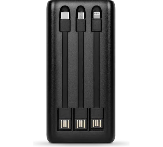 Внешний аккумулятор TTEC PowerSlim Trio LCD 10.000mAh PD 22,5W Powerbank с тройным кабелем USB-A -Lightning/USB-C/Micro USB, черный 2BB202S