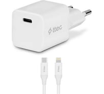 Сетевое зарядное устройство TTEC SmartCharger 20W PD With USB-C - Lightning Cable с кабелем 120 см, белый 2SCP01LB