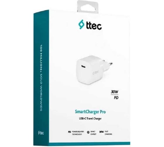 Сетевое зарядное устройство TTEC SmartCharger 30W PD USB-C Travel Charger, белый 2SCP03B
