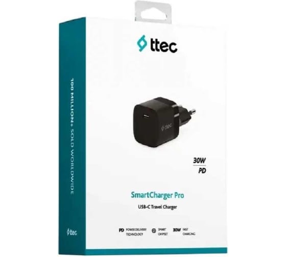 Сетевое зарядное устройство TTEC SmartCharger 30W PD USB-C Travel Charger, черный 2SCP03S