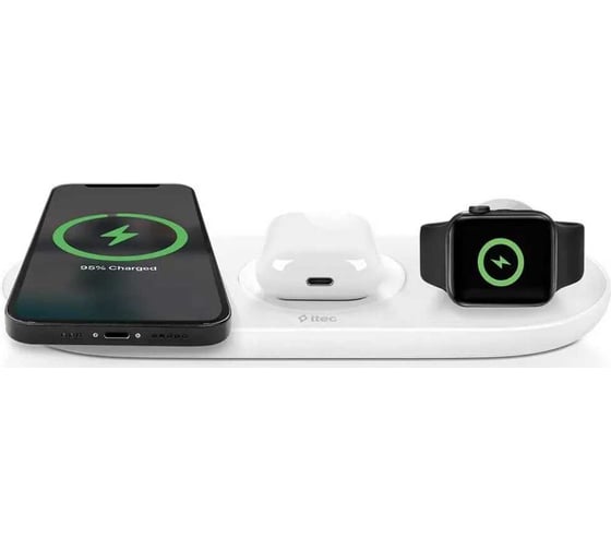 Беспроводная зарядная станция TTEC 3-в-1 SmartCharger Air/iPhone/Apple Watch/AirPods Wireless Fast Charger and PD 20W Travel Charger, белый 2KS21
