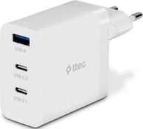 Сетевое зарядное устройство TTEC SmartCharger 65W PD/GAN USB-C Travel Charger. Цвет: белый 2SCG03B
