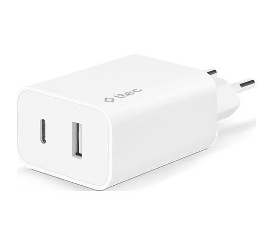 Сетевое зарядное устройство TTEC SmartCharger Duo USB-C+USB-A Travel Charger 2.4A. Цвет: белый 2SCS25B 1