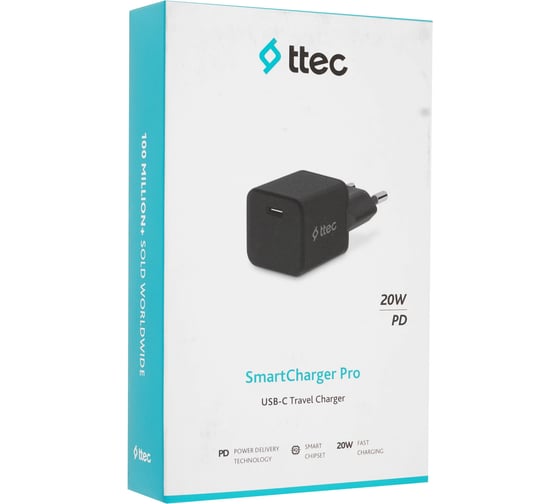 Сетевое зарядное устройство TTEC SmartCharger Pro 20W PD USB-C Travel Charger. Цвет: черный 2SCP01S