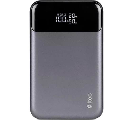 Внешний аккумулятор портативный TTEC ReCharger Pro LCD 20.000mAh PD 130W 2*USB-C/USB-A Powerbank. Цвет: серый космос 2BB218UG