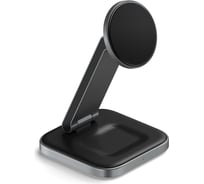 Беспроводное зарядное устройство-подставка SATECHI 2-in-1 Foldable QI2 Wireless Charging Stand, серый космос ST-Q21FM