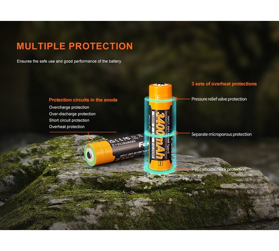 Аккумулятор Fenix Li-ion ARB-L18-3400U V3.0 18650 ARBL183400UV30