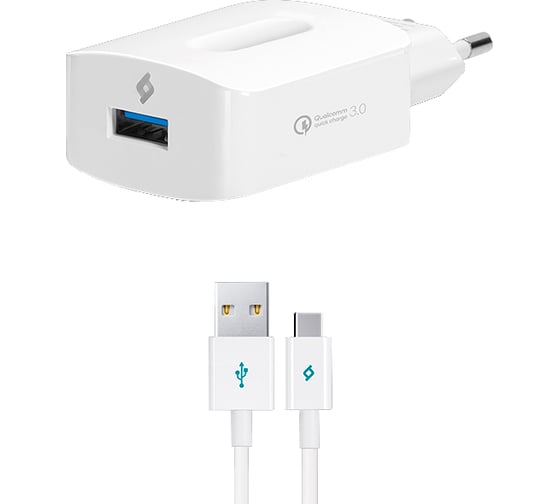Сетевое зарядное устройство TTEC SpeedCharger QC 3.0 Travel Charger 18W с кабелем USB-C. Цвет: белый 2SCQC01C