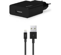 Сетевое зарядное устройство TTEC SmartCharger Travel Charger 2.1A с кабелем Lightning для зарядки и передачи данных. Цвет: черный 2SCS20LS