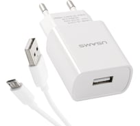 Сетевое зарядное устройство USAMS 1 USB T18 2,1A + кабель Micro USB 1m УТ000027072