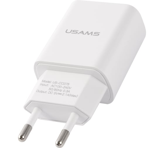 Сетевое зарядное устройство USAMS 1 USB T18 2,1A + кабель Type-C 1m УТ000027073