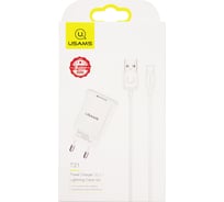 Сетевое зарядное устройство USAMS 1 USB T18 2,1A + кабель Lightning 1m УТ000027071