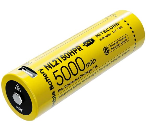 Аккумулятор NITECORE NL2150HPR USB-C 21700 Li-ion 3.6v 5000mAh 15A 22602