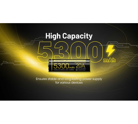 Аккумулятор NITECORE NL2153HPi 21700 Li-ion 3.6v 5300mAh 20A 0802