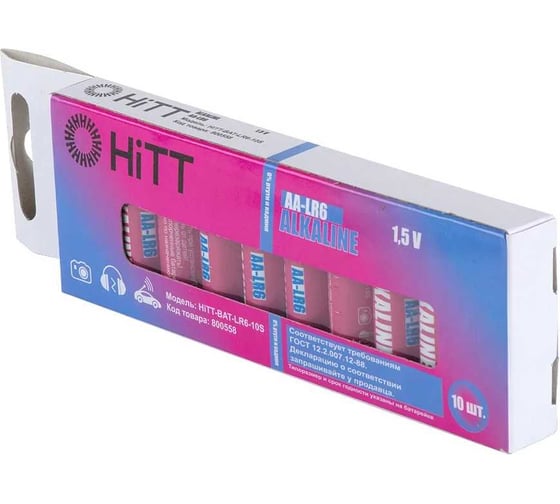 Батарейка AA щелочная HiTT 10шт -BAT-LR6-10S 800558 1