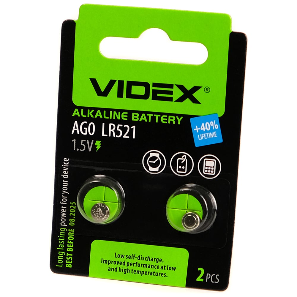 Щелочная/алкалиновая батарейка VIDEX AG0/379/521 2 штуки на блистере ...