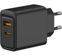 Сетевое зарядное устройство REXANT с портами USB-A и USB-C, 30Вт, черное 18-2219