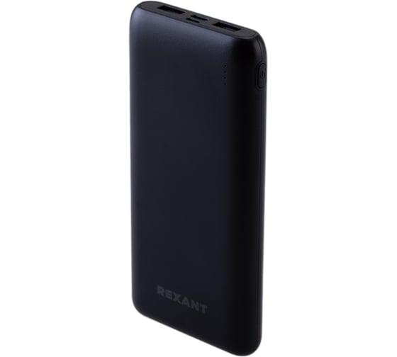 Портативное зарядное устройство REXANT Power Bank (аккумуляторная батарея) 10000 mAh с Quick Charge и Power Delivery, черное 30-2051