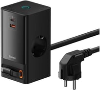 Сетевое зарядное устройство Baseus PowerCombo Digital PowerStrip AC_2+A_1+C_1 65W со встроенным сетевым кабелем 1.5m Black/черный BAS-PSLR000301