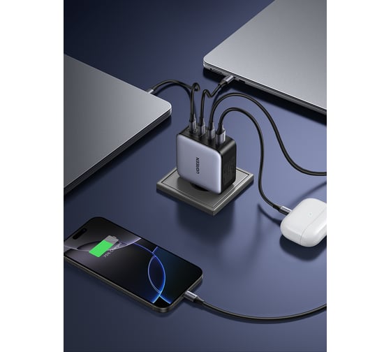 Сетевое зарядное устройство UGREEN X764 35539 Nexode Pro 200W USB-A+3хUSB-C GaN Tech Fast Charger EU. Цвет: серый 35539_