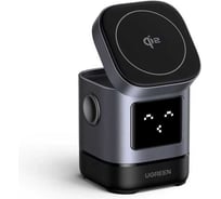 Беспроводное зарядное устройство UGREEN W709 45775 UNO 2-in-1 Robot Magnetic Wireless Charger 20W for iPhone AirPods с кабелем USB-C-USB-C 1м. Цвет: серый 45775_