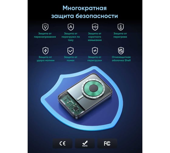 Внешний аккумулятор PB562 55140 10000mAh Magnetic Wireless Power Bank With Foldable Stand с расскладывающейся подставкой. Цвет: серый космос Ugreen 55140_