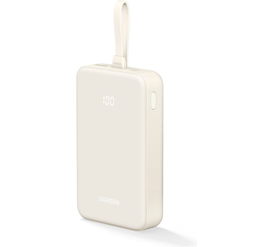 Внешний аккумулятор PB505 35340 20000mAh Quick Charging Power Bank 20W со встроенным кабелем USB-C. Цвет: белый Ugreen 35340_