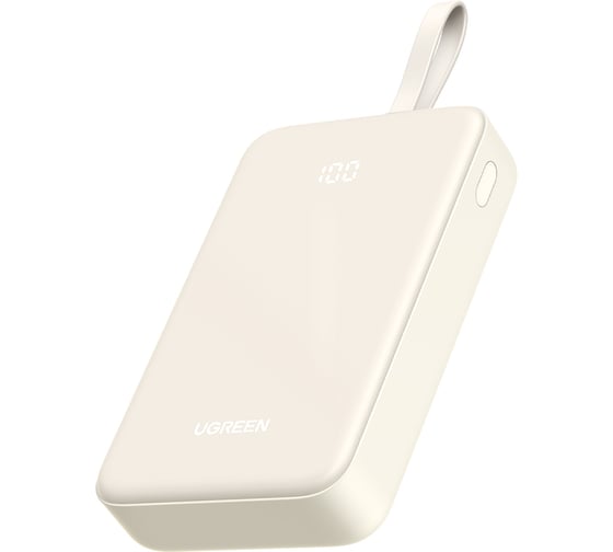 Внешний аккумулятор PB505 35340 20000mAh Quick Charging Power Bank 20W со встроенным кабелем USB-C. Цвет: белый Ugreen 35340_