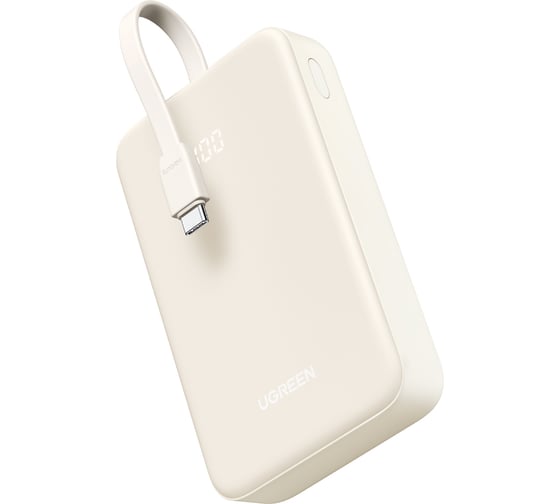 Внешний аккумулятор PB505 35340 20000mAh Quick Charging Power Bank 20W со встроенным кабелем USB-C. Цвет: белый Ugreen 35340_