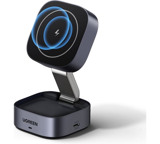Зарядное устройство магнитное беспроводное 2-в-1 W526 35278 2-in-1 Magnetic Wireless Charger для IphoneAirPods 7,5W. Цвет: серый космос Ugreen 35278_ 1