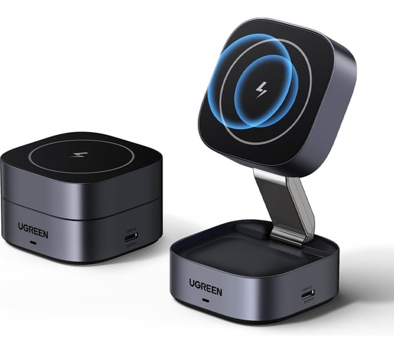 Зарядное устройство магнитное беспроводное 2-в-1 W526 35278 2-in-1 Magnetic Wireless Charger для IphoneAirPods 7,5W. Цвет: серый космос Ugreen 35278_