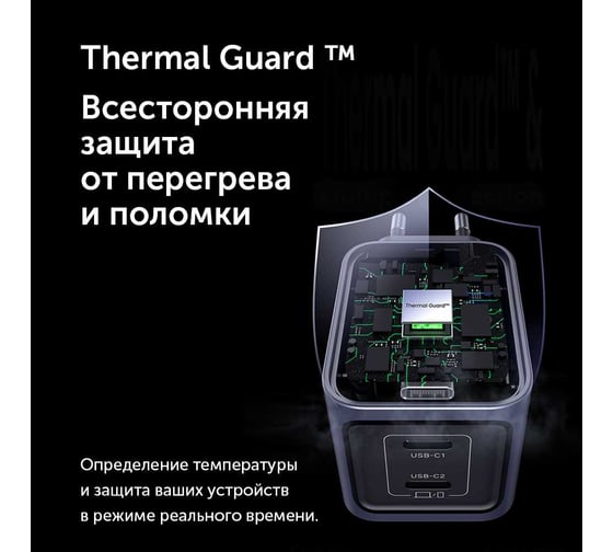 Сетевое зарядное устройство UGREEN X707 35008 Nexode Pro 45W USB-C+USB-C PD GaN Tech Charger EU. Цвет: серый 35008_