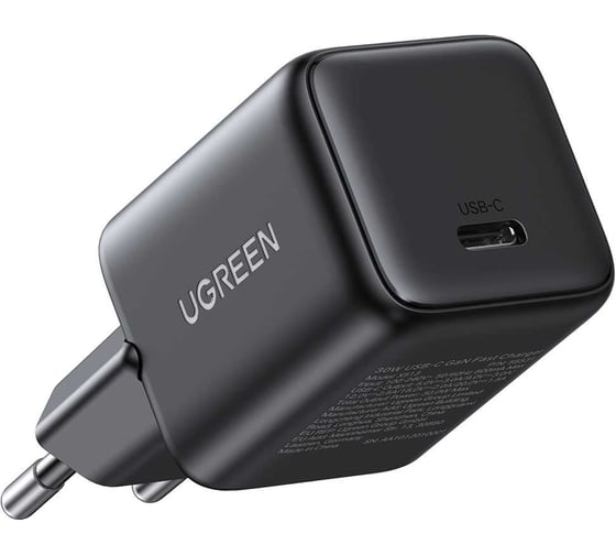 Сетевое зарядное устройство UGREEN X513 65012 30W USB-C GaN Fast Charger с кабелем USB-C-USB-C. Длина: 1м. Цвет: черный 65012_