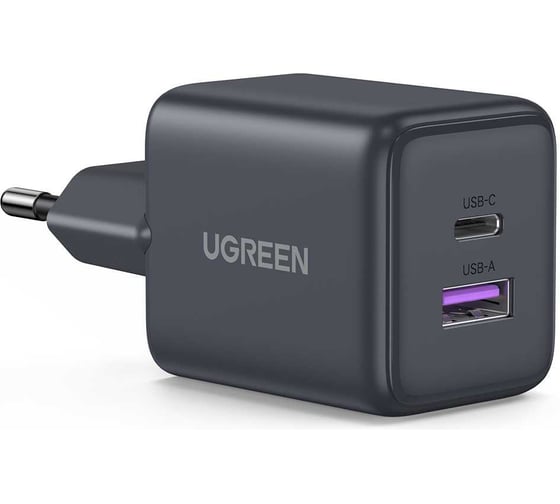 Сетевое зарядное устройство UGREEN X516 55539 30W 2-Port USB-CUSB-A GaN Fast Charger EU. Цвет: серый 55539_