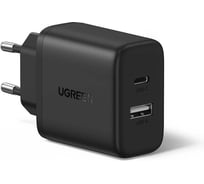 Сетевое зарядное устройство UGREEN X227 45302 20W USB-A+USB-C PD Charger EU. Цвет: черный 45302_